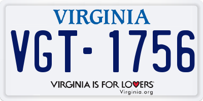 VA license plate VGT1756