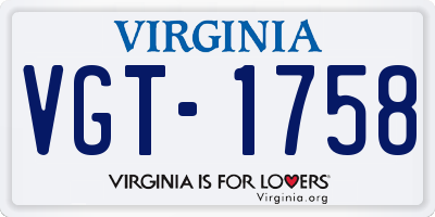 VA license plate VGT1758