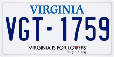 VA license plate VGT1759
