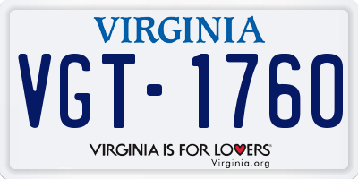 VA license plate VGT1760