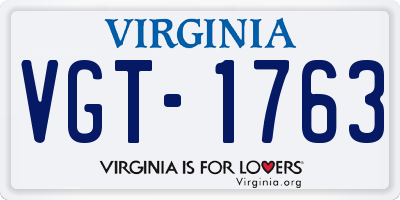 VA license plate VGT1763