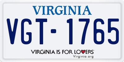 VA license plate VGT1765