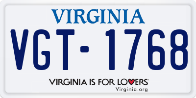 VA license plate VGT1768