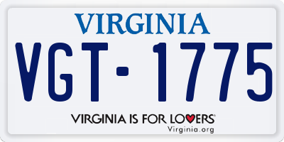 VA license plate VGT1775