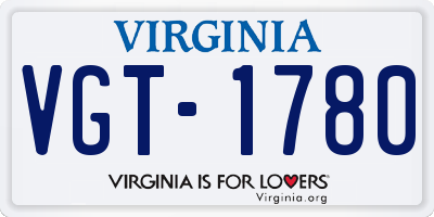 VA license plate VGT1780