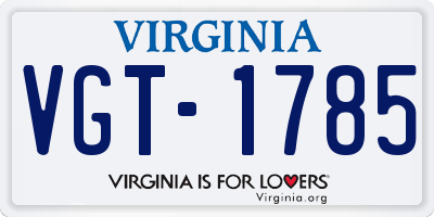 VA license plate VGT1785