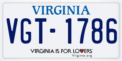 VA license plate VGT1786