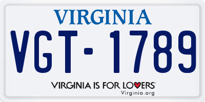 VA license plate VGT1789