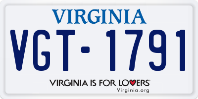 VA license plate VGT1791