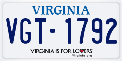 VA license plate VGT1792