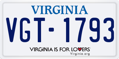 VA license plate VGT1793