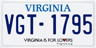 VA license plate VGT1795