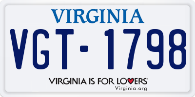 VA license plate VGT1798