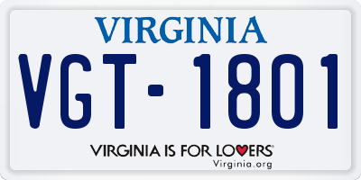 VA license plate VGT1801