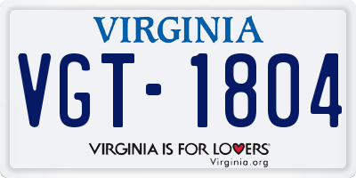 VA license plate VGT1804