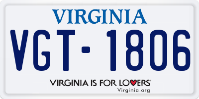 VA license plate VGT1806