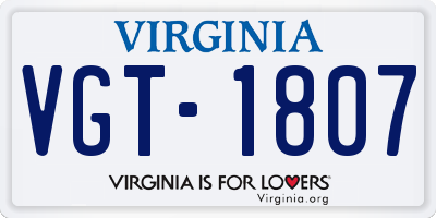 VA license plate VGT1807