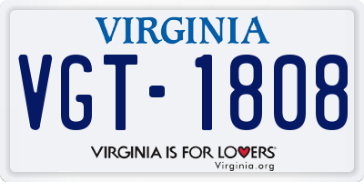 VA license plate VGT1808