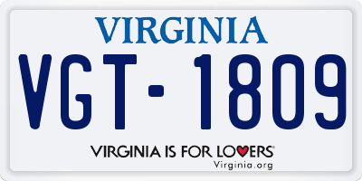 VA license plate VGT1809