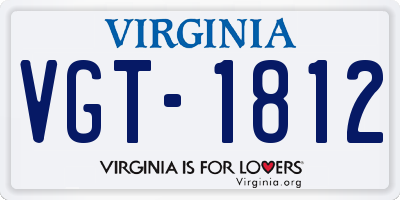 VA license plate VGT1812