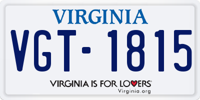VA license plate VGT1815