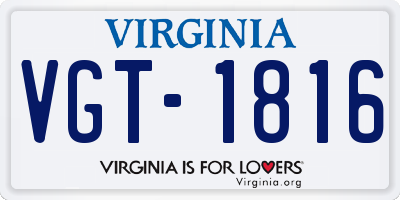 VA license plate VGT1816