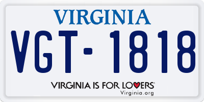 VA license plate VGT1818