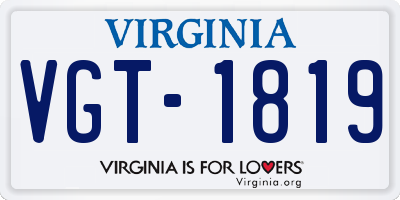 VA license plate VGT1819