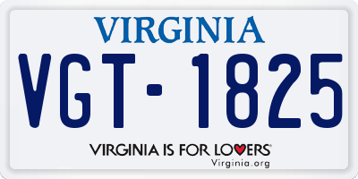 VA license plate VGT1825