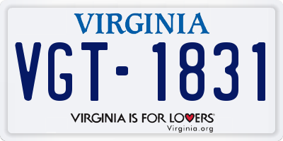 VA license plate VGT1831