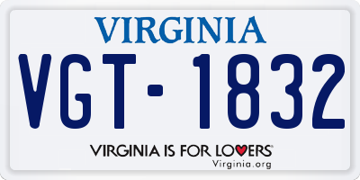 VA license plate VGT1832