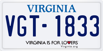 VA license plate VGT1833
