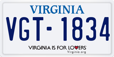 VA license plate VGT1834
