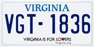 VA license plate VGT1836