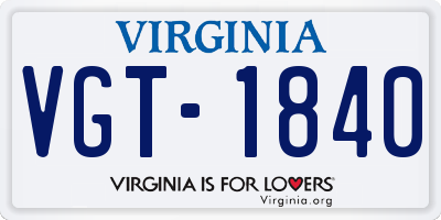 VA license plate VGT1840