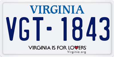 VA license plate VGT1843