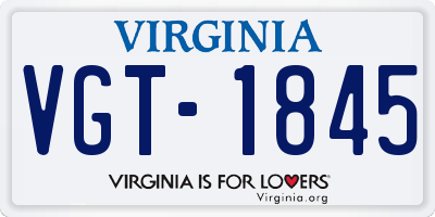 VA license plate VGT1845