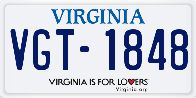 VA license plate VGT1848