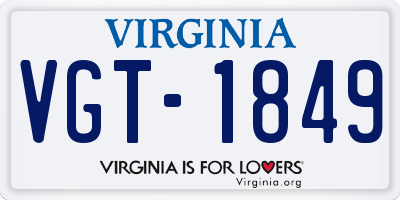 VA license plate VGT1849