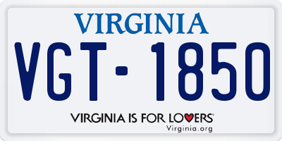 VA license plate VGT1850