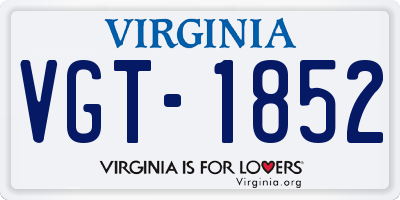 VA license plate VGT1852