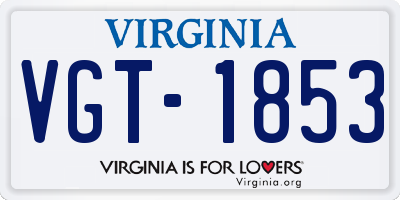 VA license plate VGT1853