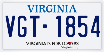 VA license plate VGT1854