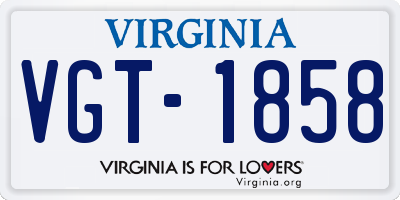 VA license plate VGT1858