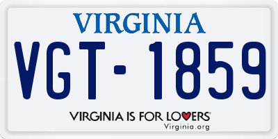 VA license plate VGT1859