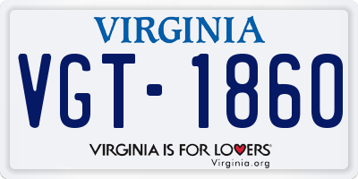 VA license plate VGT1860