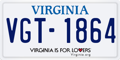 VA license plate VGT1864