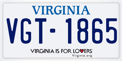 VA license plate VGT1865