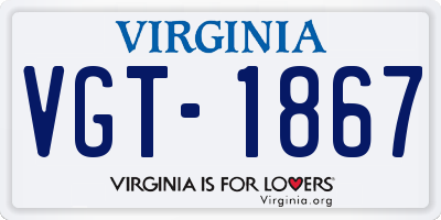 VA license plate VGT1867