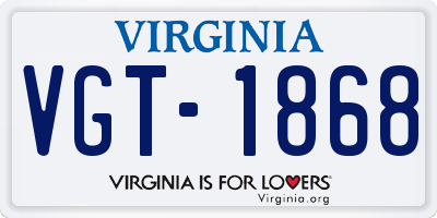 VA license plate VGT1868